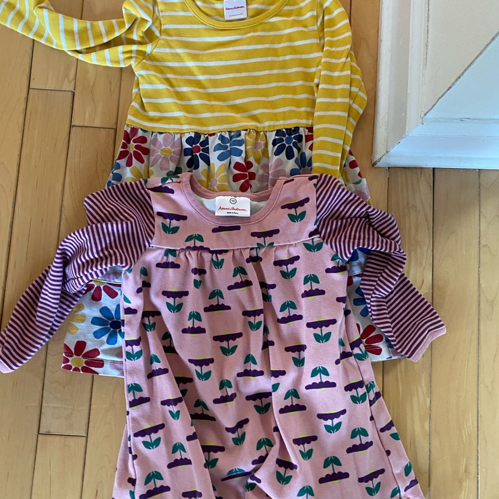 Hanna Andersson Dresses- pink with palm trees and yellow striped with flowers